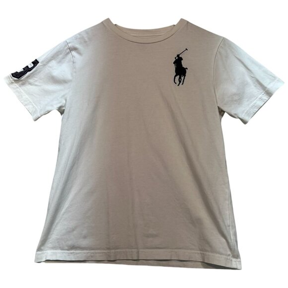 Polo Ralph Lauren Boys Big Pony Logo T-Shirt Short Sleeve Size M 10-12 White - Picture 1 of 12